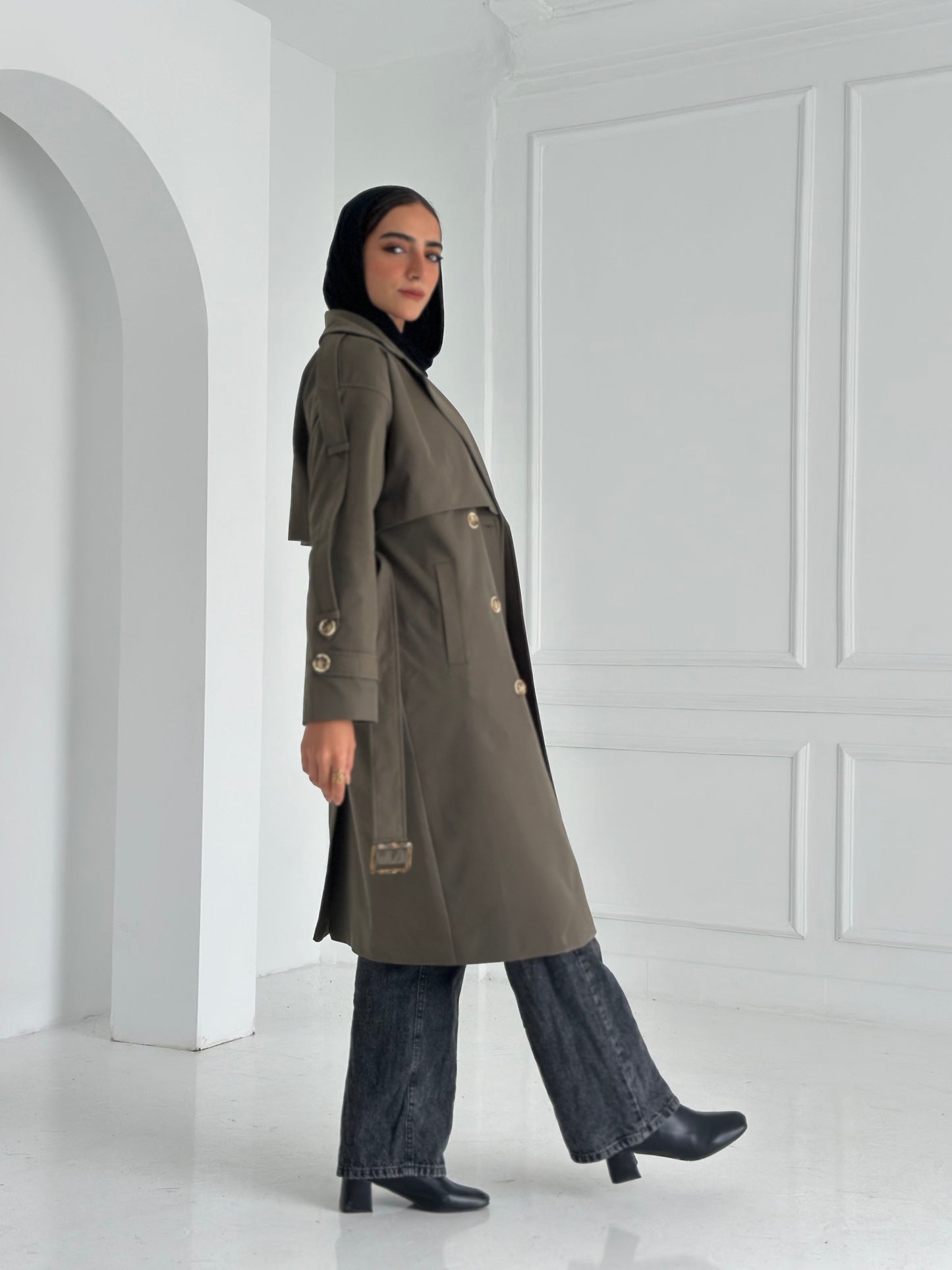 Long Trench Coat- Olive