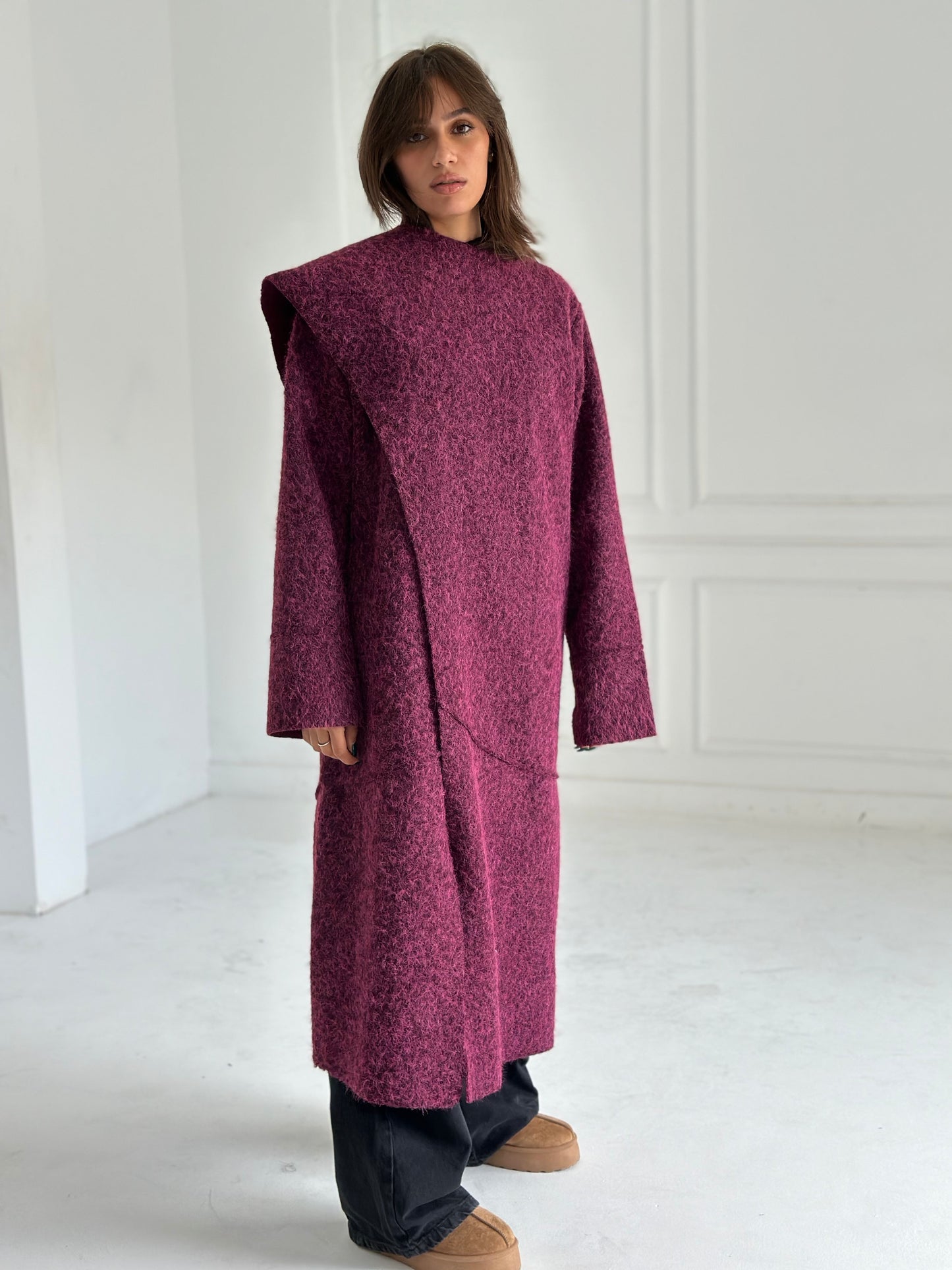 Shall mohair kimono - Burgundy