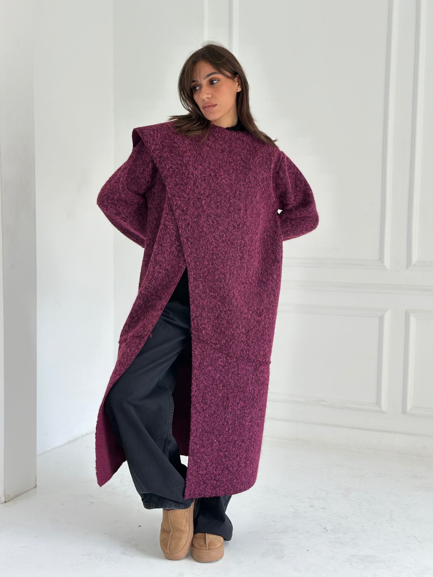 Shall mohair kimono - Burgundy