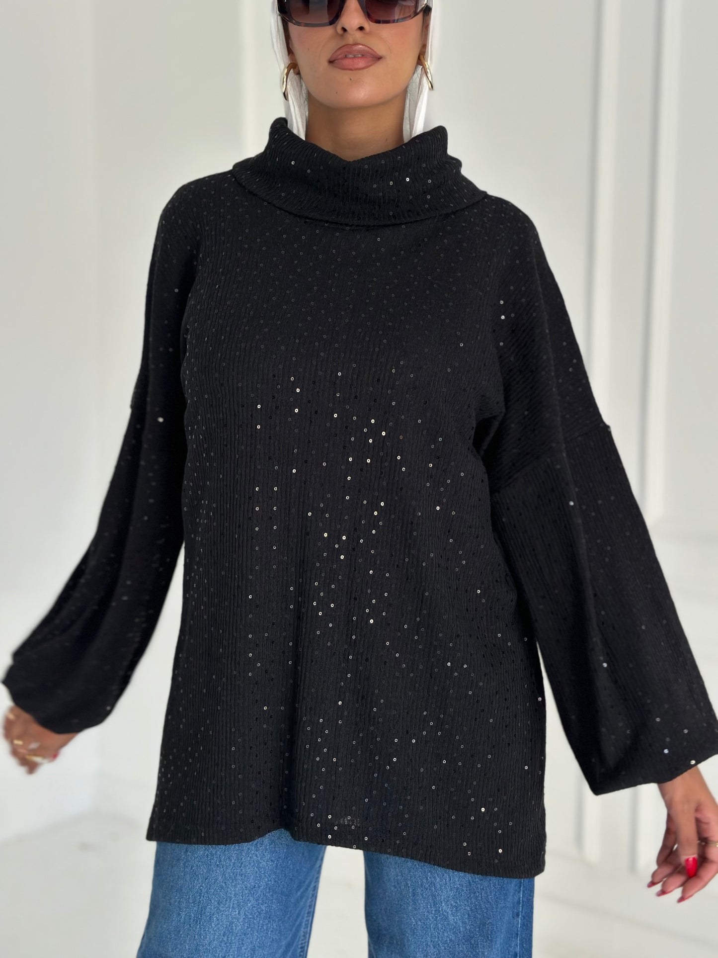 Sparkling top - black