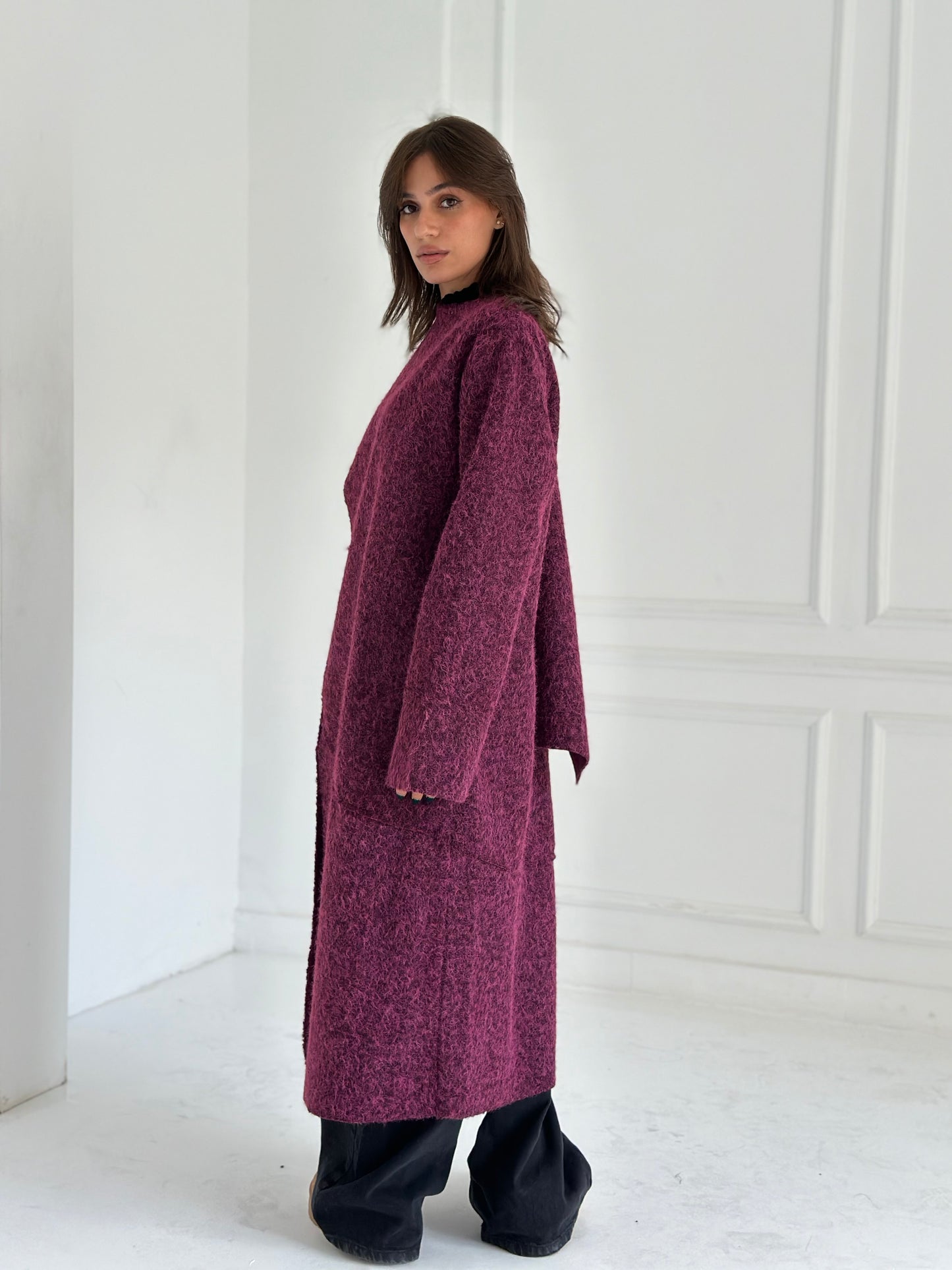 Shall mohair kimono - Burgundy