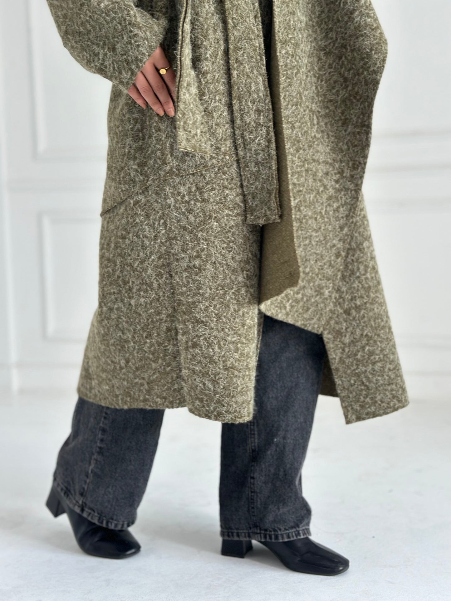 Shall mohair kimono - olive