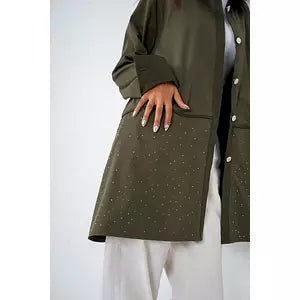 112  Glitter olive shirt