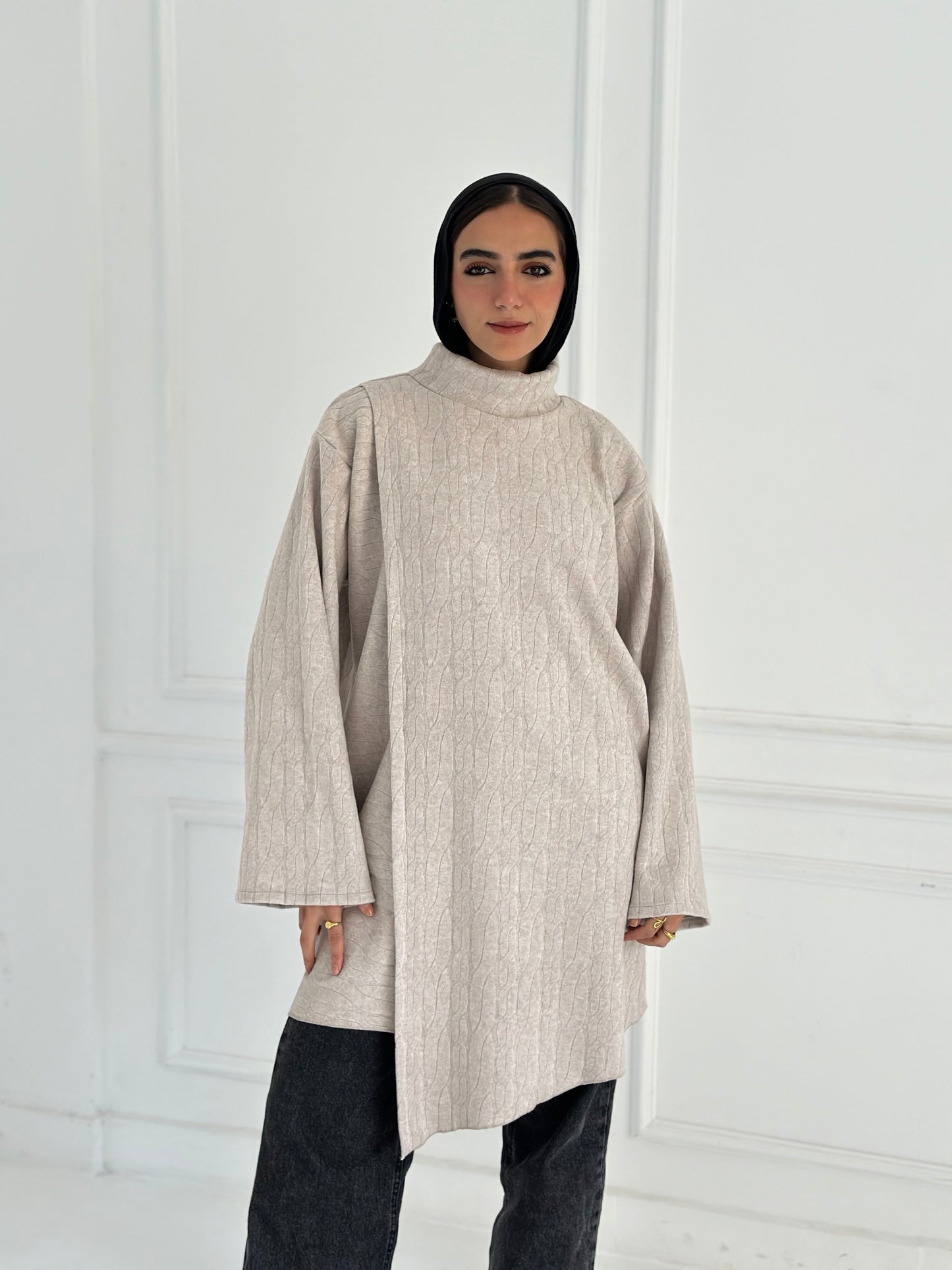 High & low wool top -baje