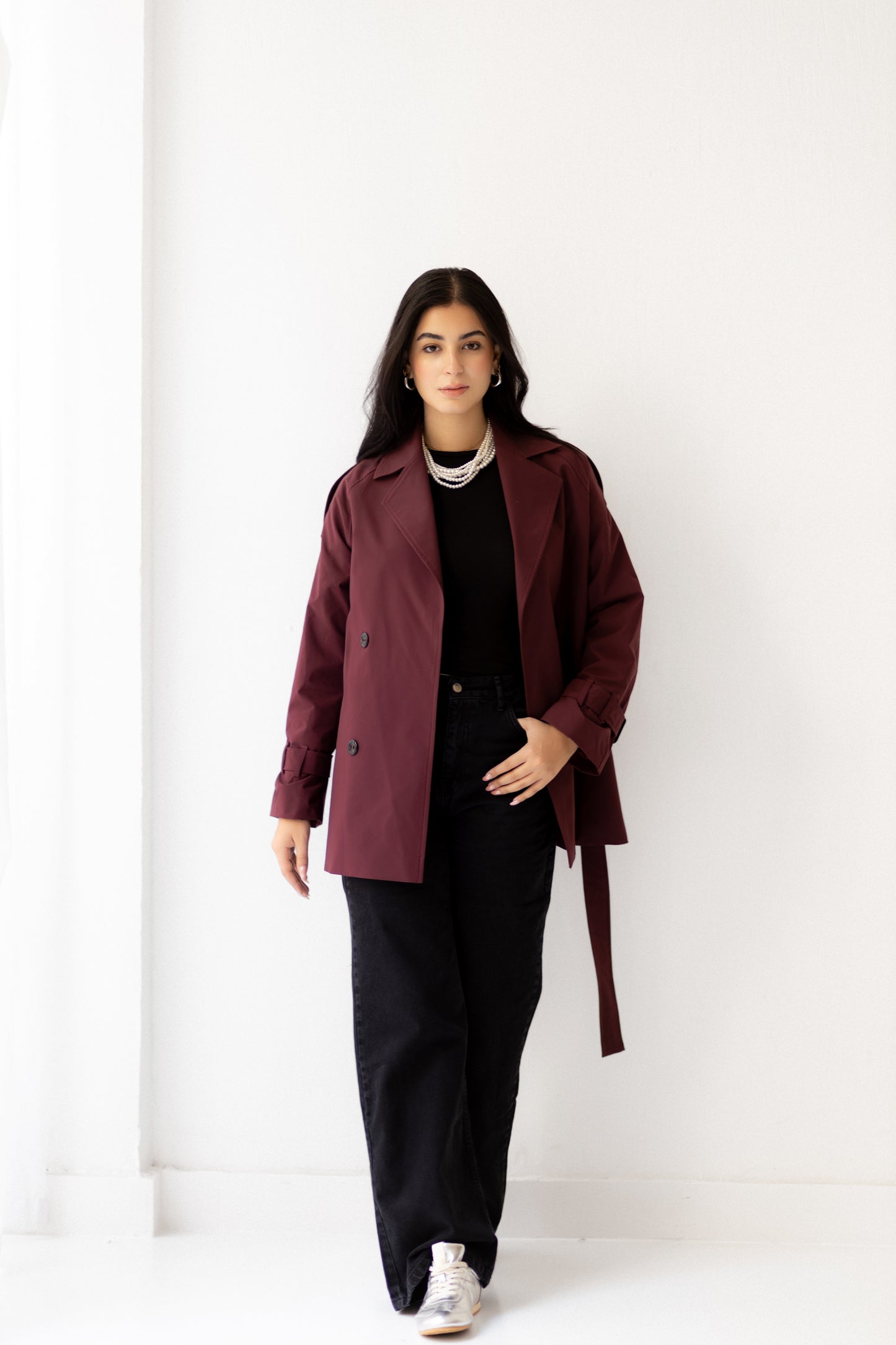 Short Trench Coat -burgundy