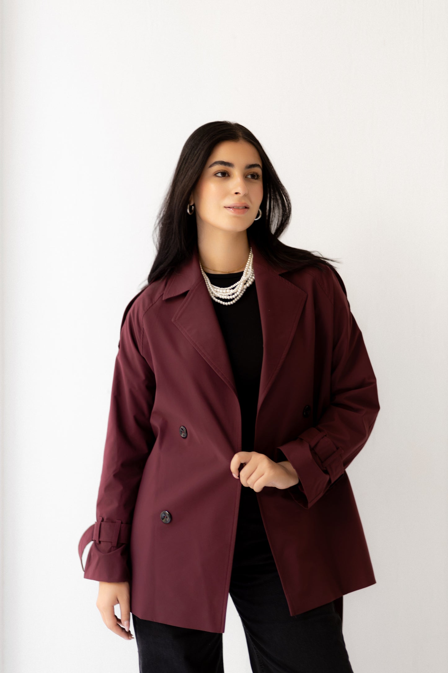 Short Trench Coat -burgundy