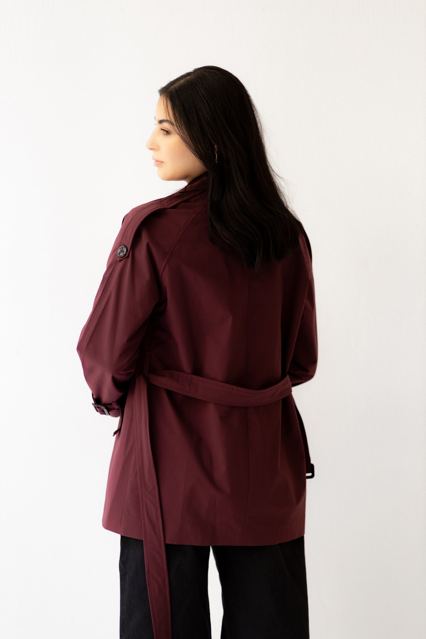 Short Trench Coat -burgundy