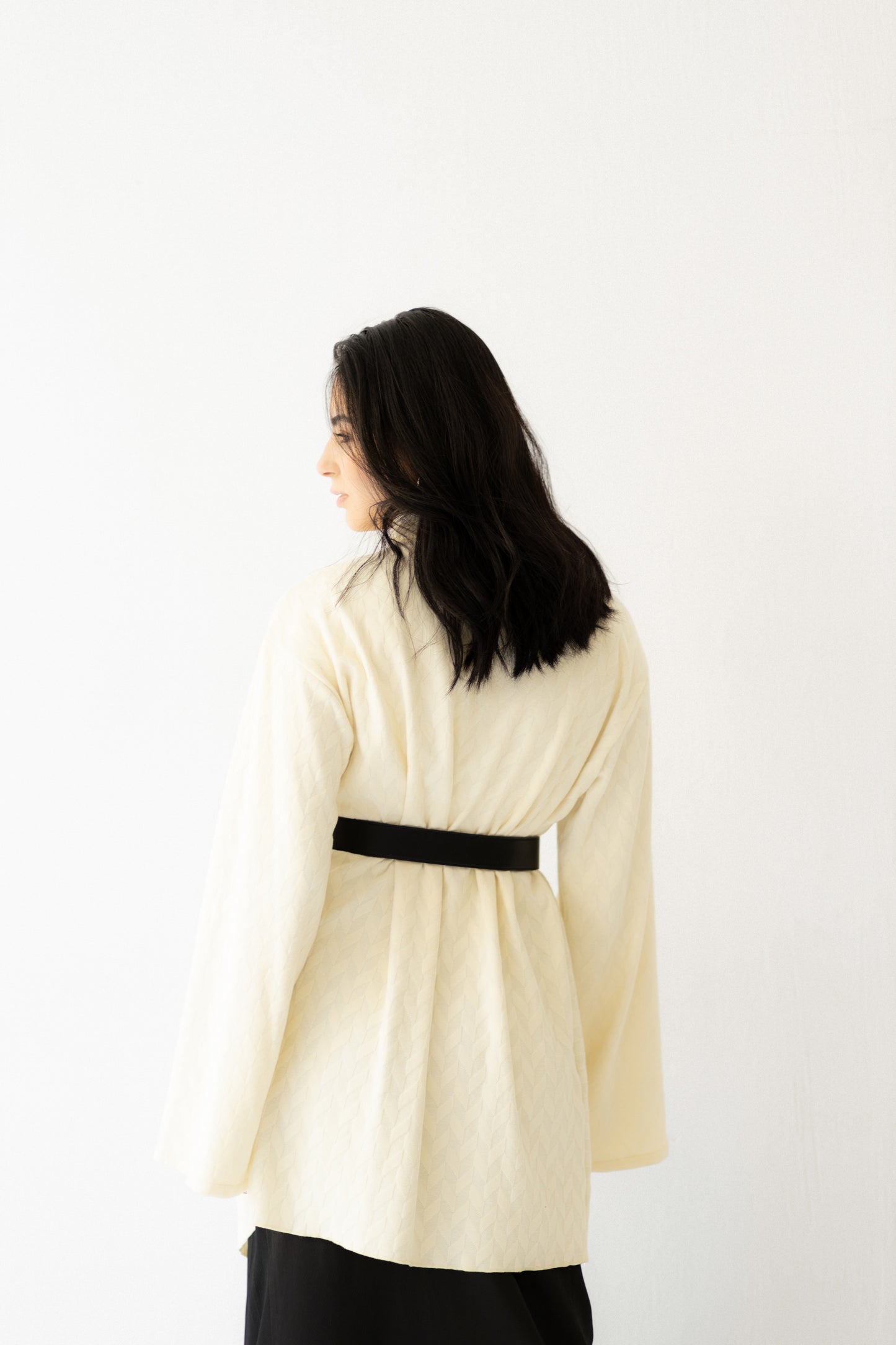 High & low wool Top -offwhite