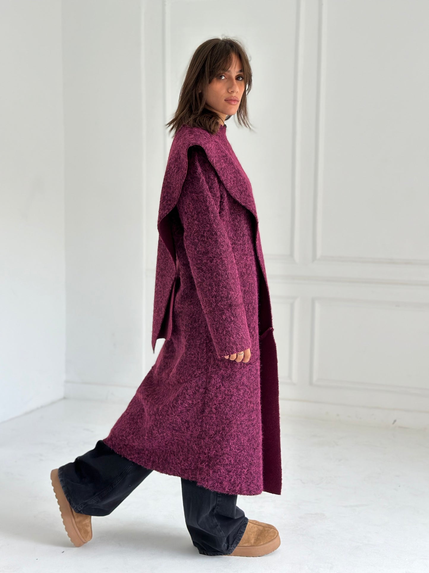 Shall mohair kimono - Burgundy