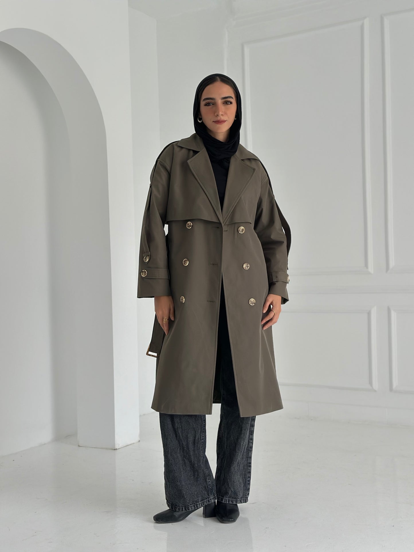 Long Trench Coat- Olive