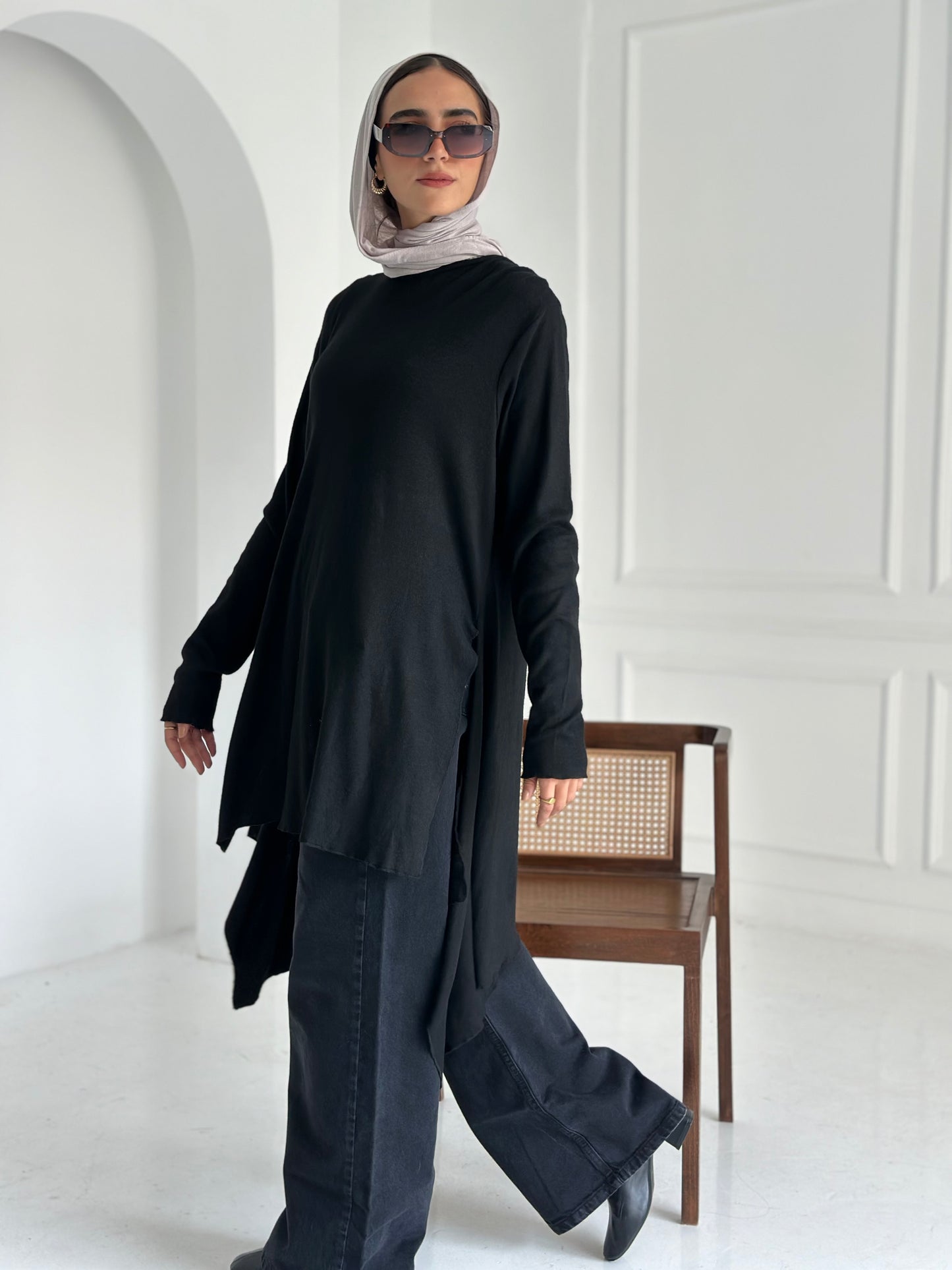 Soft wool top-black