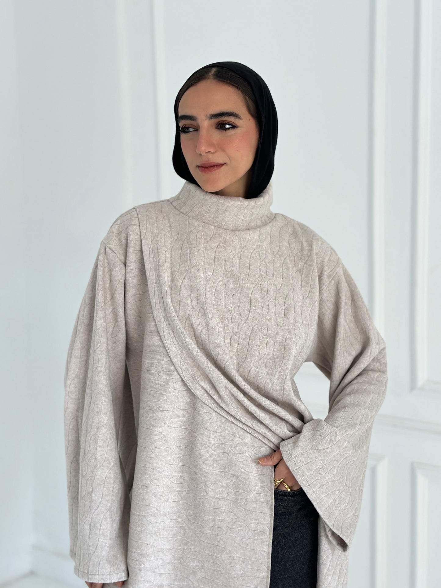 High & low wool top -baje