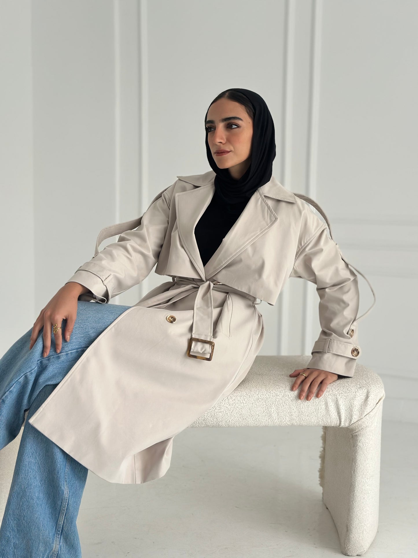 Long Trench Coat- Creme