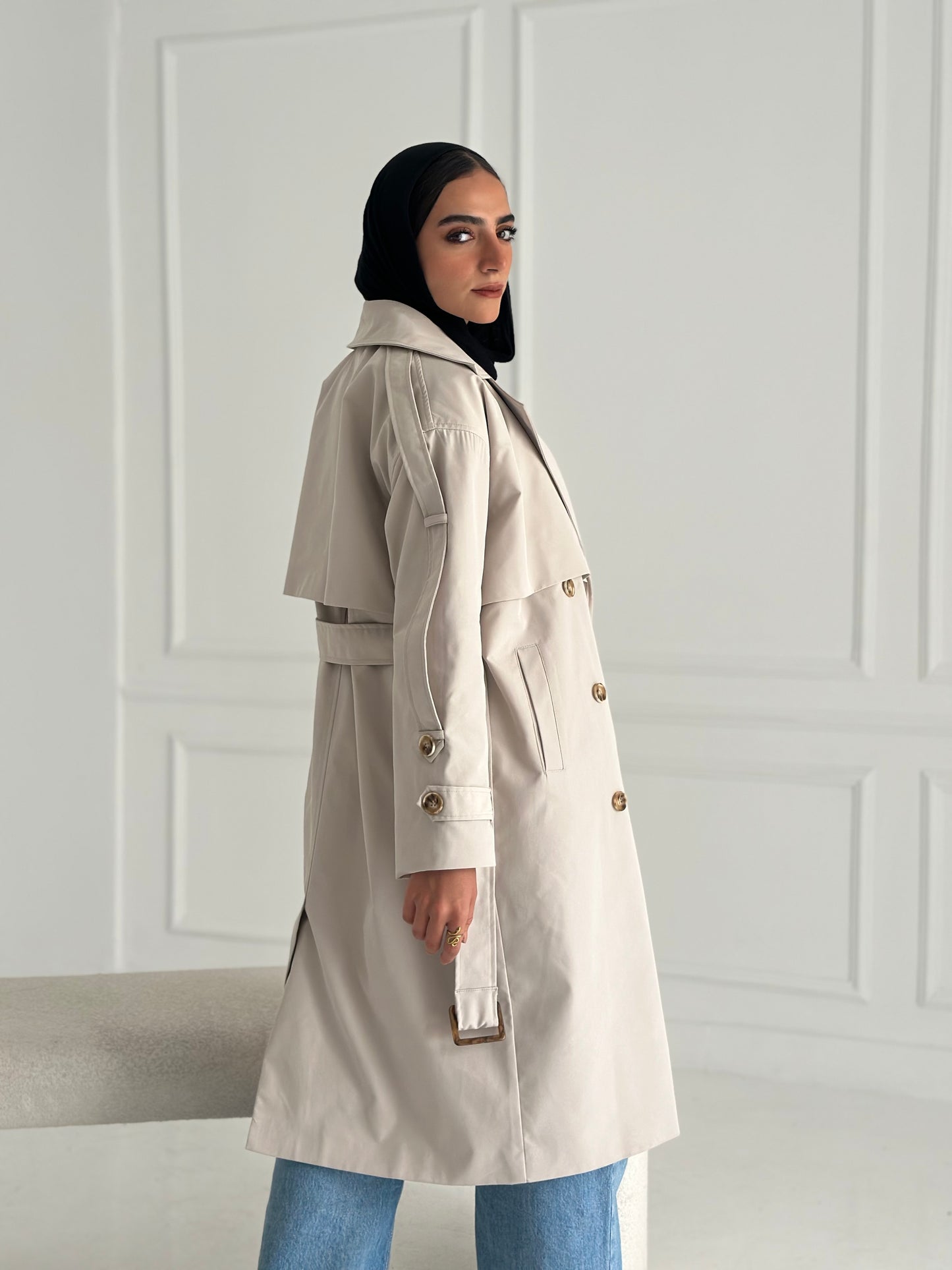 Long Trench Coat- Creme