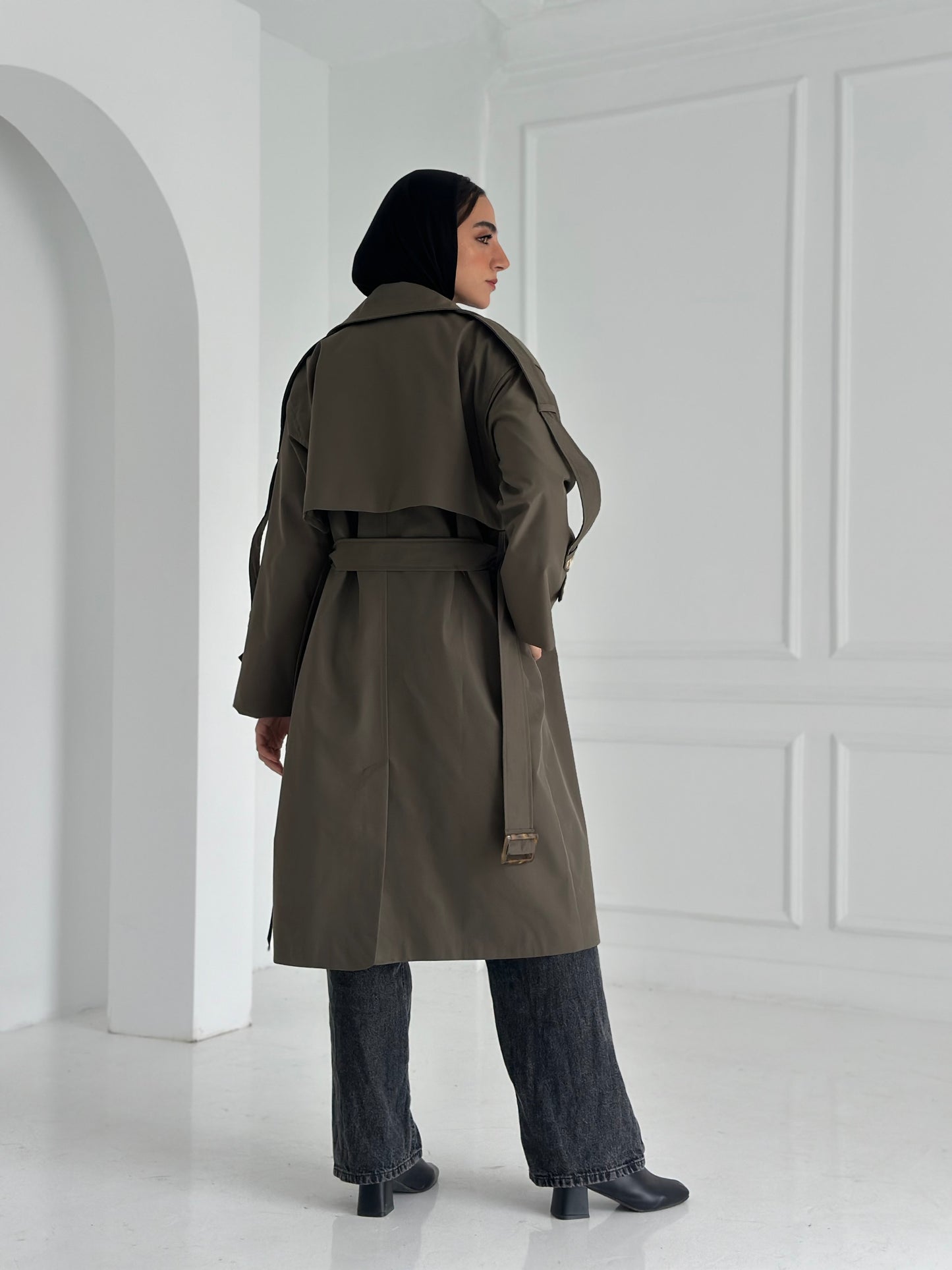 Long Trench Coat- Olive