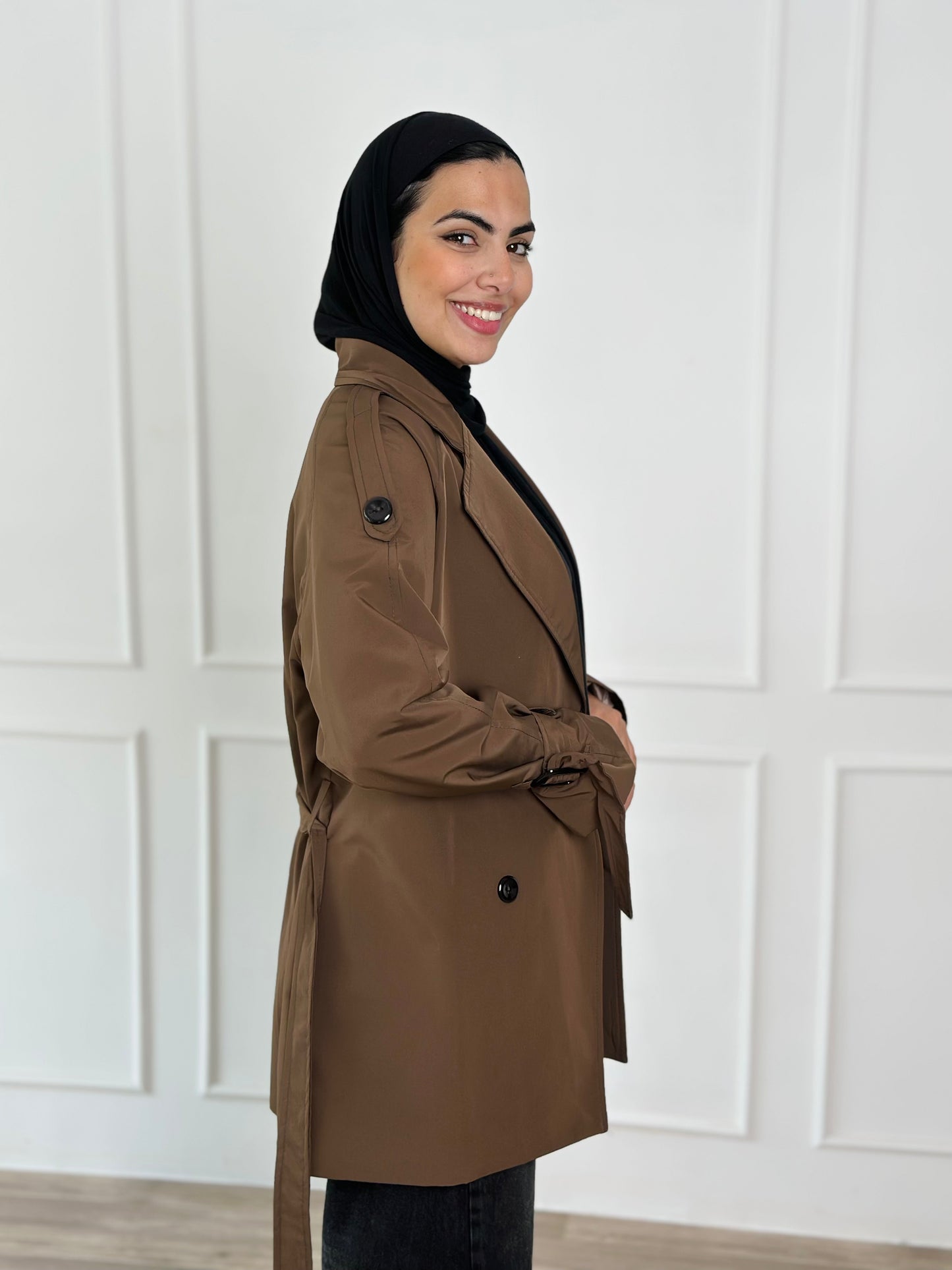 short trench coat-brown