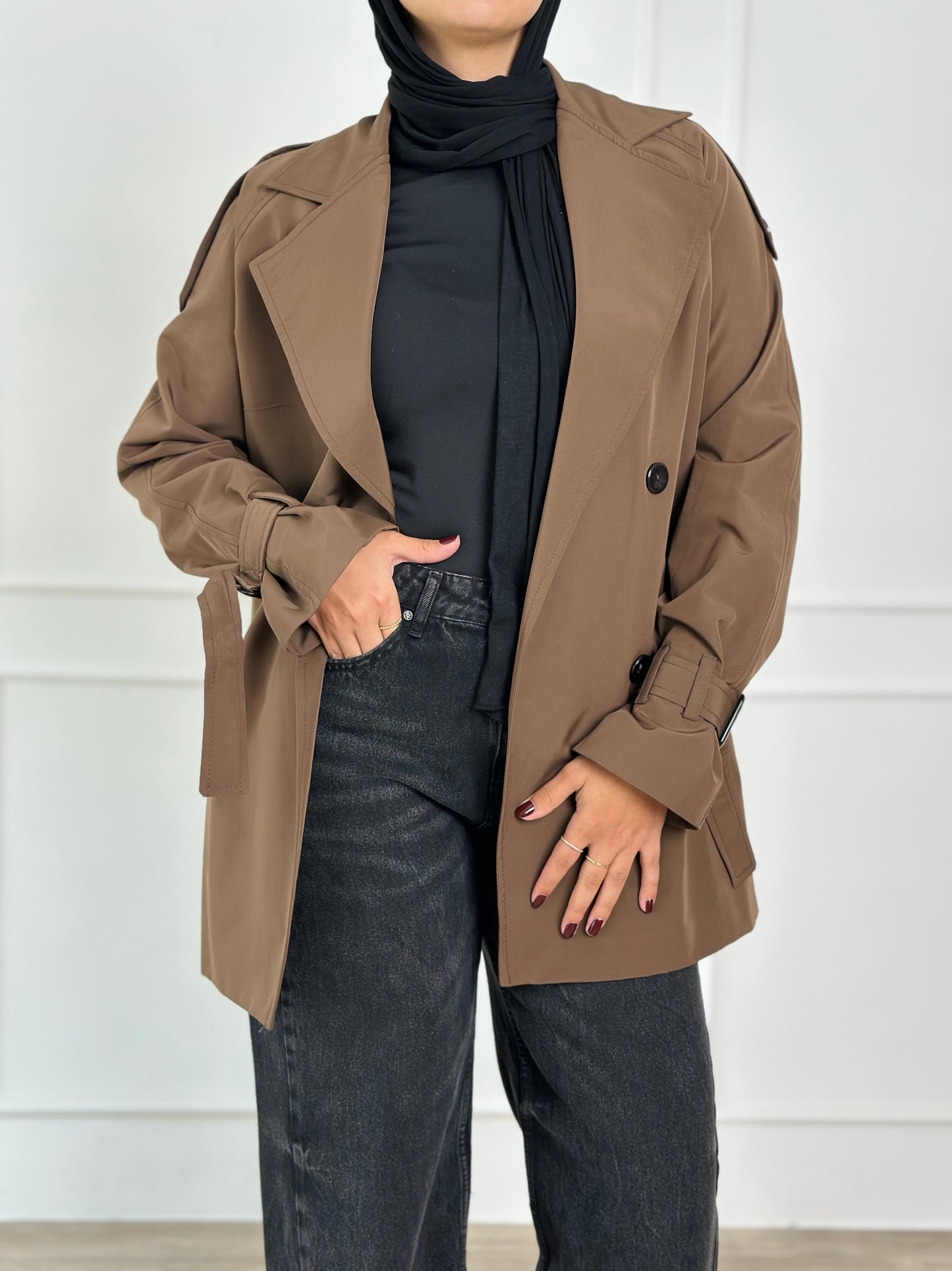 short trench coat-brown