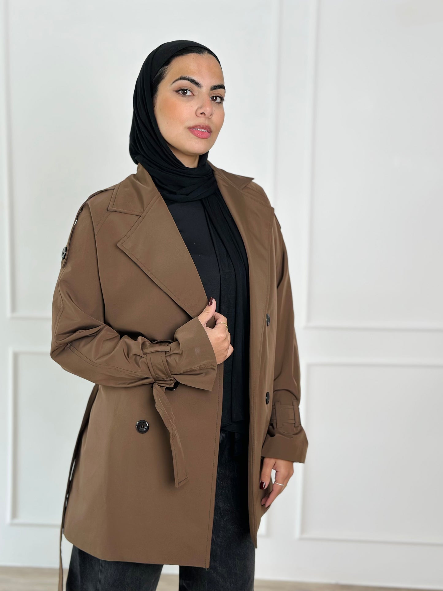 short trench coat-brown