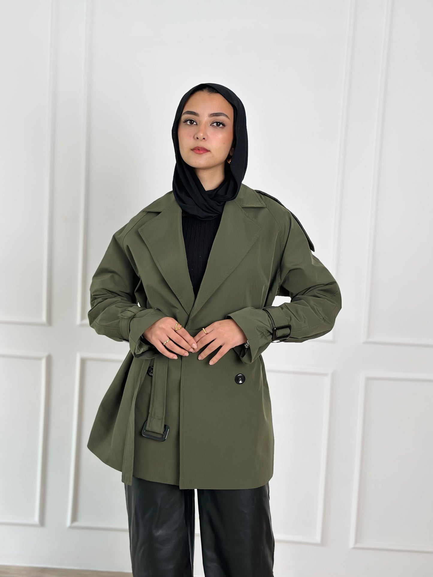 Short trench coat- olive