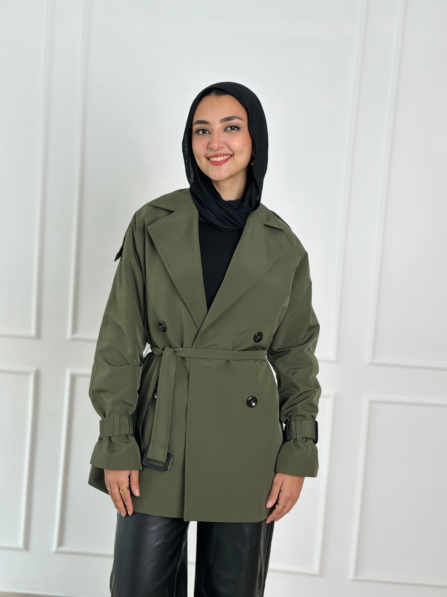 Short trench coat- olive