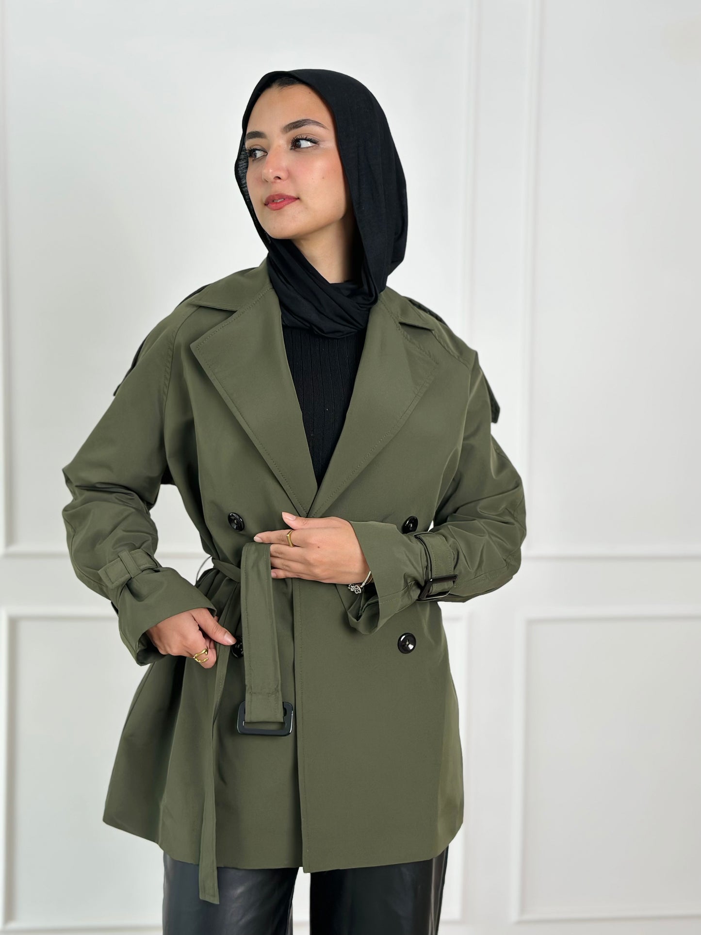 Short trench coat- olive