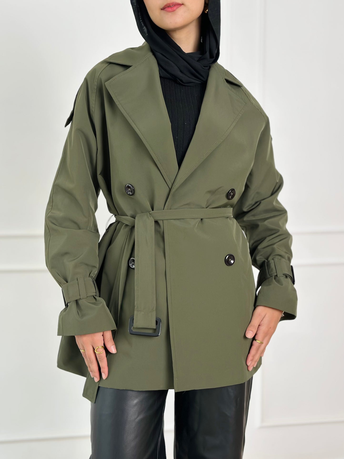 Short trench coat- olive