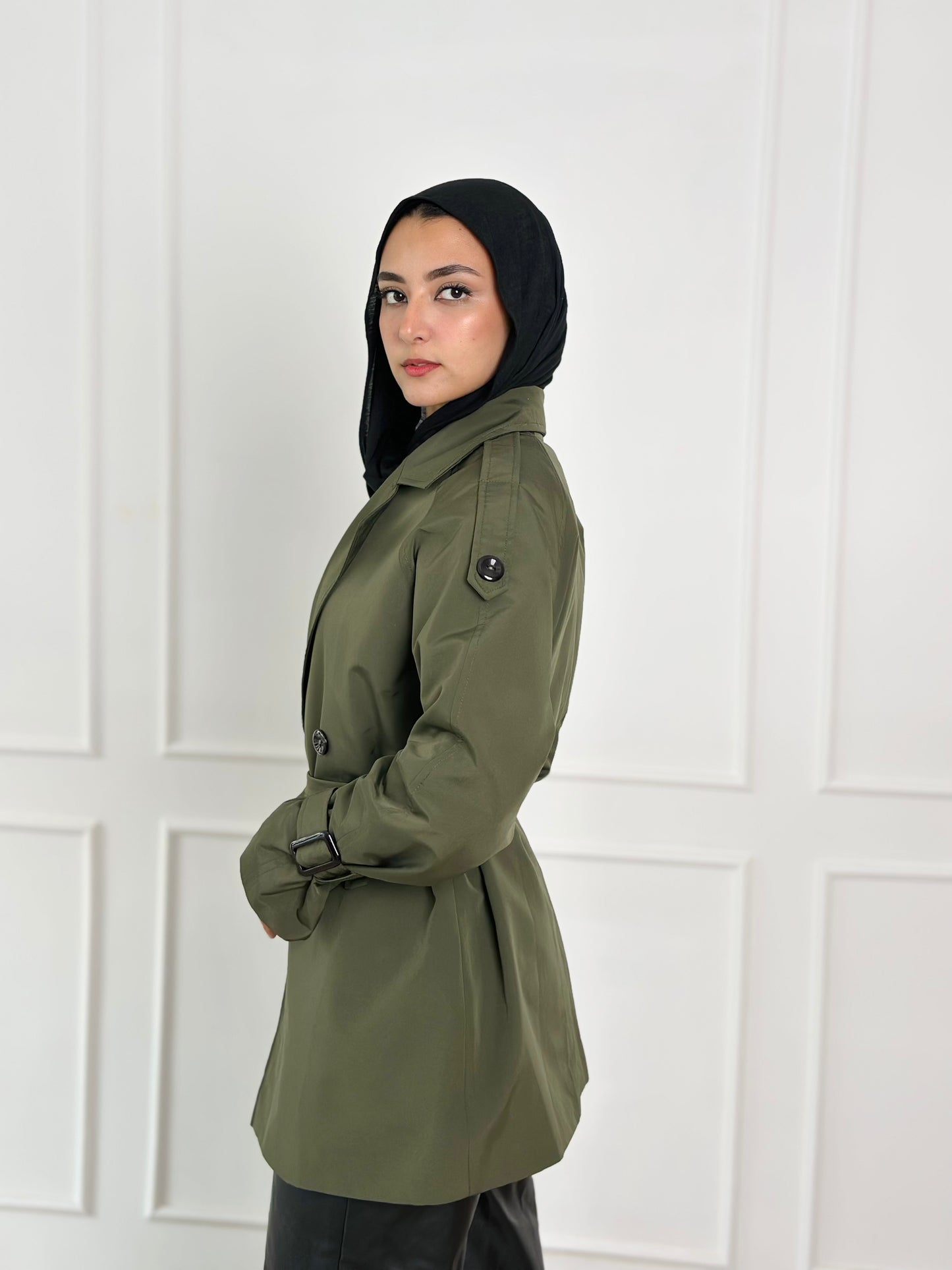 Short trench coat- olive