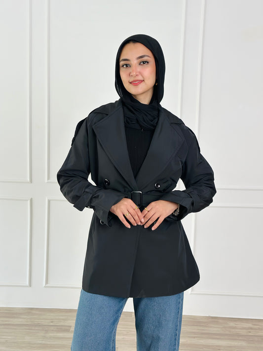 Short trench coat- black