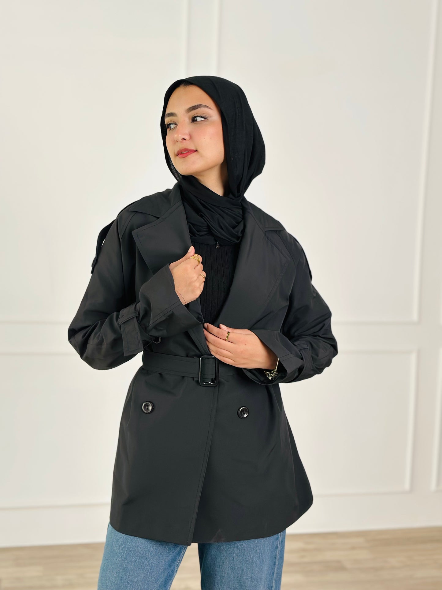 Short trench coat- black