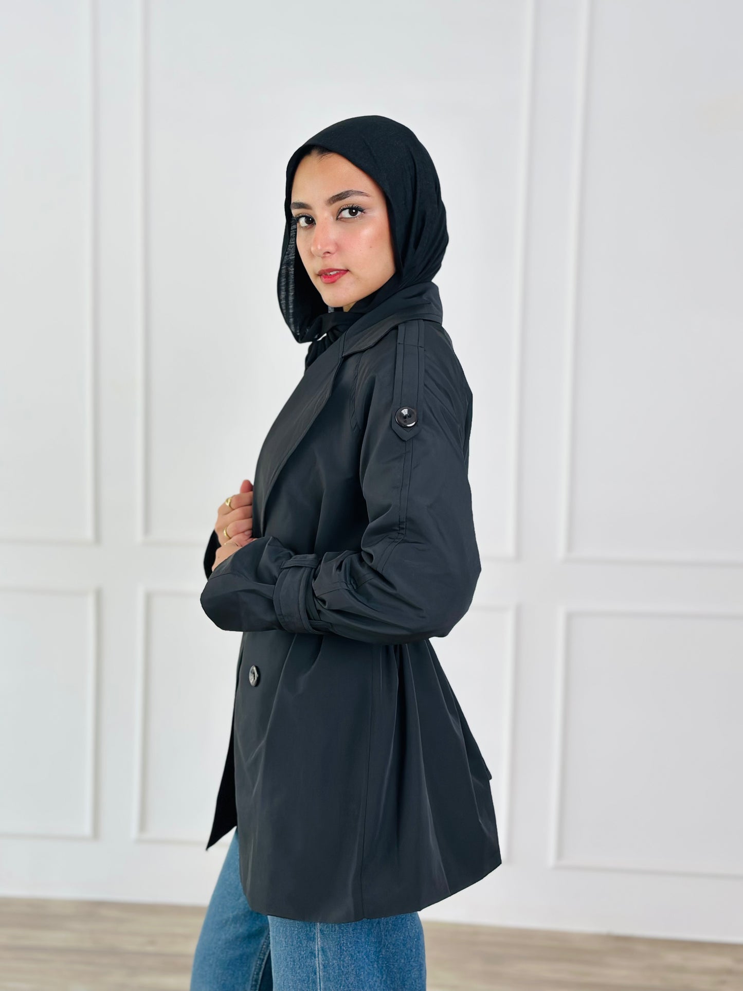 Short trench coat- black