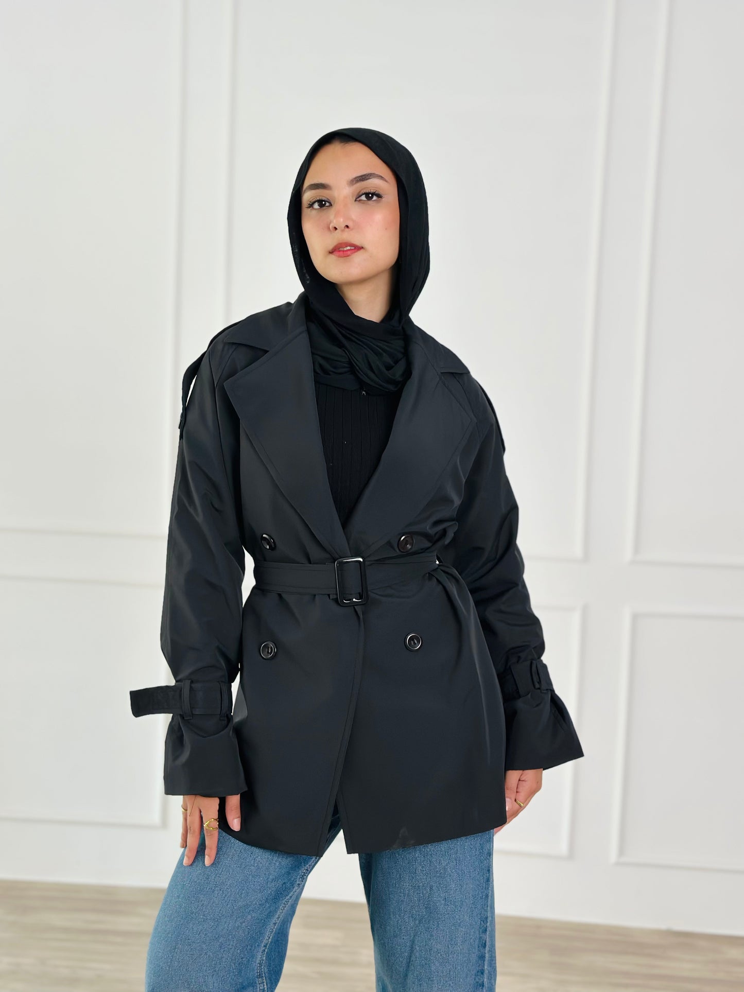 Short trench coat- black