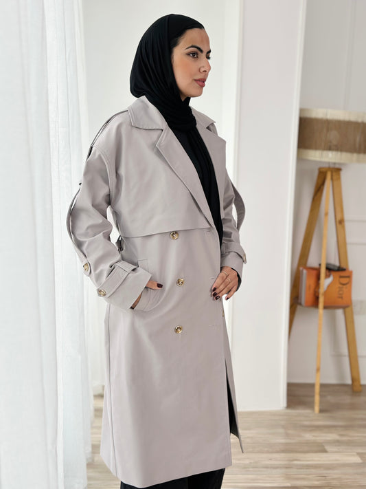 Long Trench coat- light gray