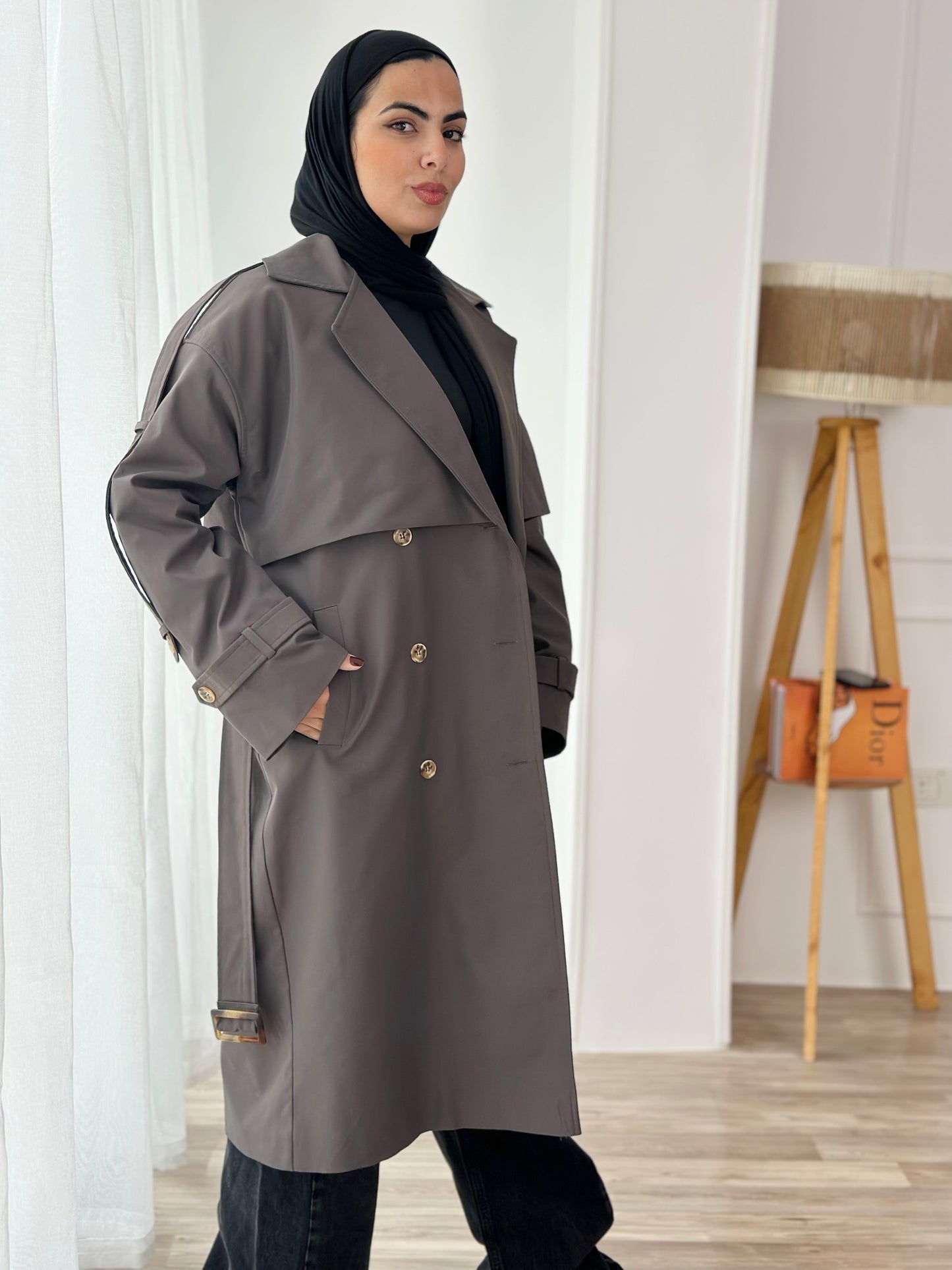 Long Trench coat- Drak gray