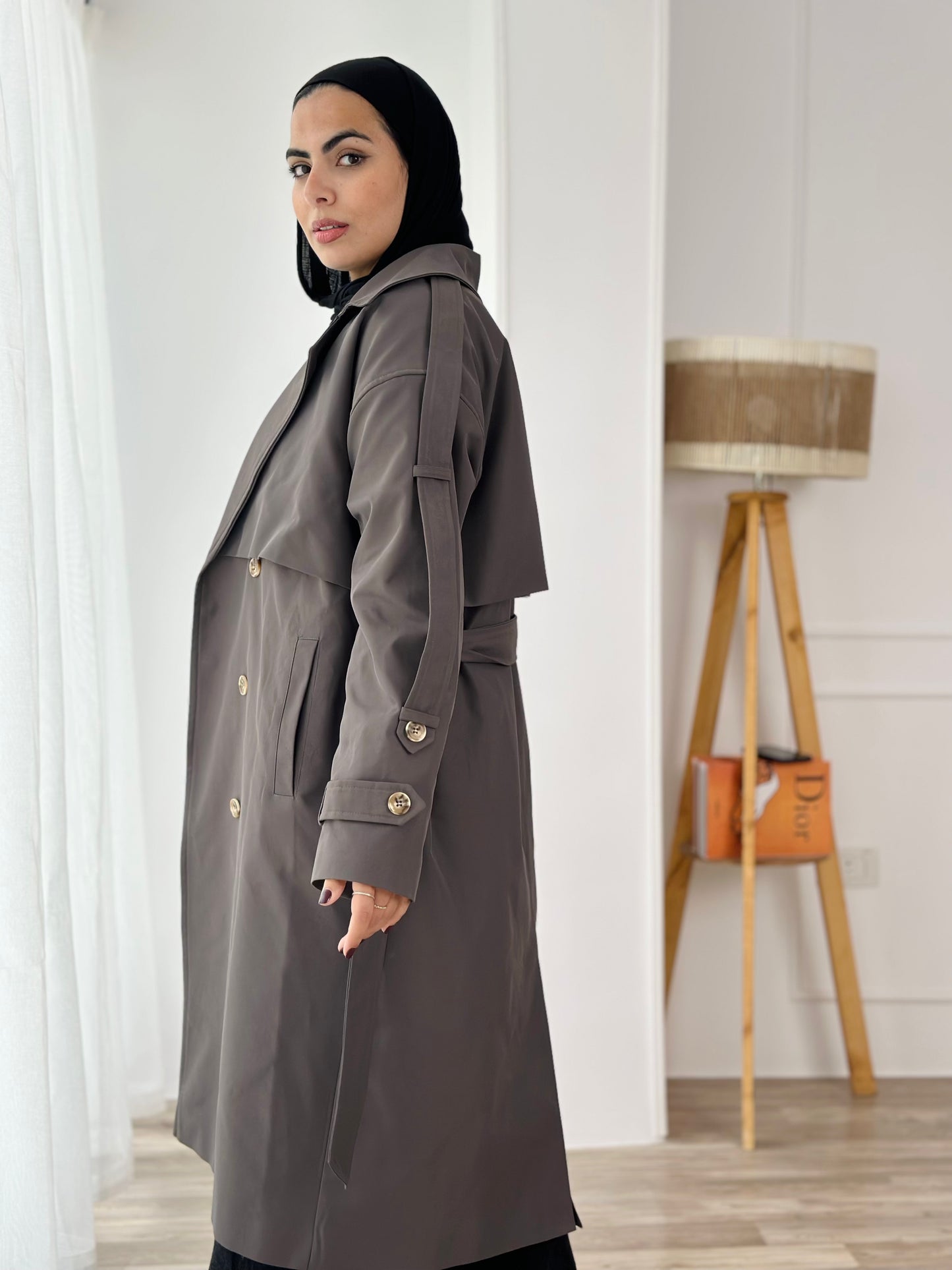 Long Trench coat- Drak gray