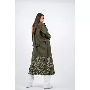 109 embroidery trench coat olive green