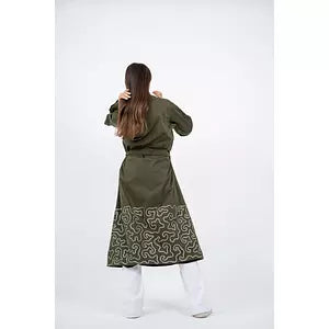 109 embroidery trench coat olive green