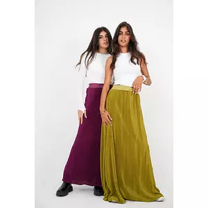 102 green plain plisse skirt