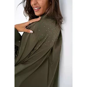 112  Glitter olive shirt