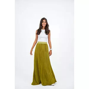 102 green plain plisse skirt