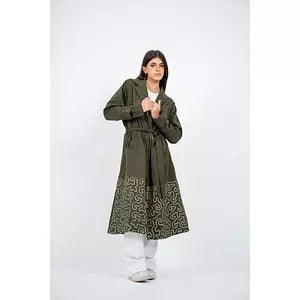 109 embroidery trench coat olive green