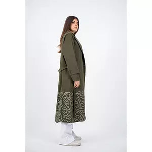 109 embroidery trench coat olive green