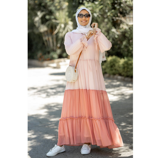 CHIFFON DRESS (PINK )