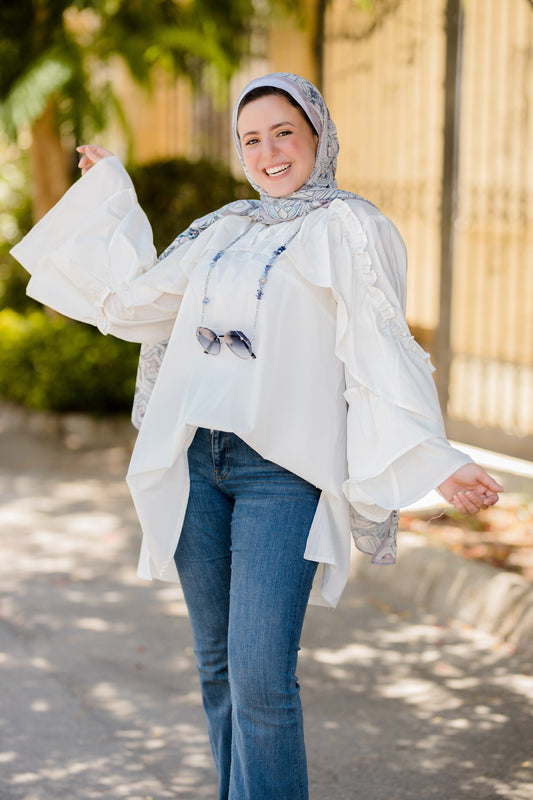 WHITE RUFFLE SHIRT